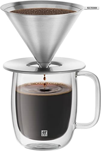 ZWILLING Z1024-006 Edelstahl Kaffeebecher Set, Doppelwandiges Glas, Kaffeebecher, hitzebeständig, Kältehaltung, papierlos, spülmaschinenfest, für 1 bis 4 Tassen ZWILLING Z1024-006 Edelstahl Kaffeebecher Set, Doppelwandiges Glas, Kaffeebecher, hitzebeständig, Kältehaltung, papierlos, spülmaschinenfest, für 1 bis 4 Tassen von ZWILLING