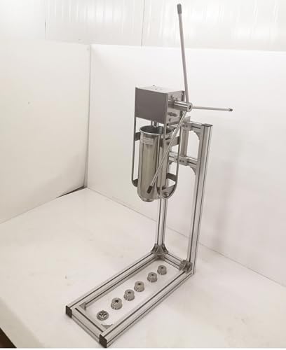 Gewerblicher manueller Churro-Maker, 3 l, 5 l, 7 l, spanische Churrera-Maschine aus Edelstahl mit 6 Formen, lateinamerikanische Frucht-Donut-Maschine, manuelle Wurstfüllmaschine,7L von ZWJABYY