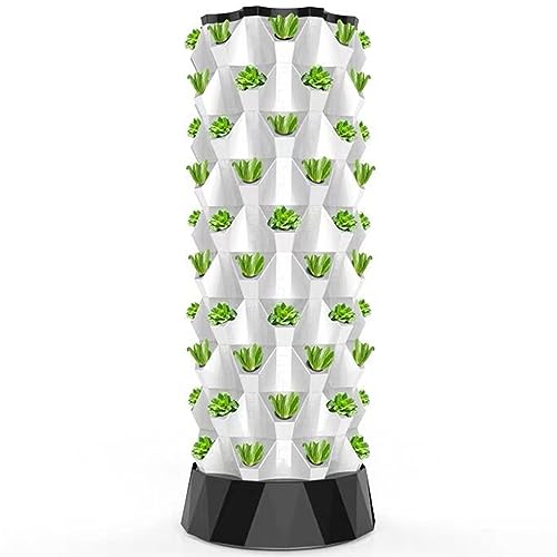 Hydroponics Tower Set,Garten Hydroponic Growing System Vertical Tower,Gemüse Pflanze Turm Geschenk für Gartenarbeit Liebhaber,Automatisierte Aeroponics Mini Home Grow Herb,White-10floors von ZWJABYY