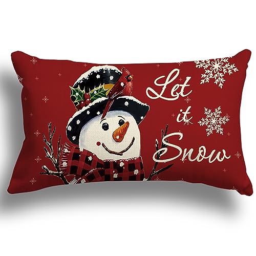 ZWJD Kissenbezug Weihnachten 30x50 1er Set Kissenbezüge Dekokissen Leinen Kissenhüllen für Deko Weihnachten Sofa Schlafzimmer Couch Kissenbezug 30x50 cm von ZWJD