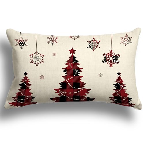 ZWJD Kissenbezug Weihnachten 30x50 1er Set Leinen Kissenbezüge Weihnachtskissen Christmas Dekokissen Kissenhüllen für Deko Weihnachten Sofa Schlafzimmer Couch Kissenbezug 30x50 cm A280 von ZWJD