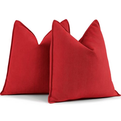 ZWJD Red Kissenbezug 40x40 2er Set Chenille Kissenbezüge Sofakissen Kissenhüllen mit elegantem Design, weiche und luxuriöse dekorative Dekokissen für Couch, Bett und Heimdekoration von ZWJD