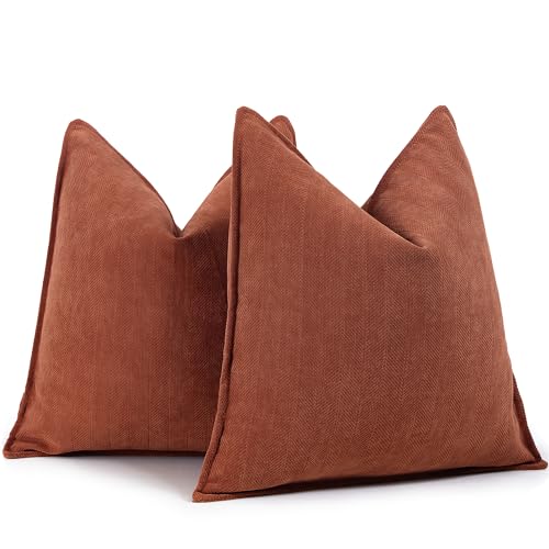 ZWJD Rost Kissenbezug 40x40 2er Set Chenille Kissenbezüge Sofakissen Kissenhüllen mit elegantem Design, weiche und luxuriöse dekorative Dekokissen für Couch, Bett und Heimdekoration von ZWJD