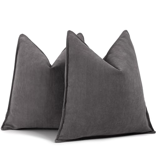 ZWJD Rustikales Grau Kissenbezug 45x45 2er Set Chenille Kissenbezüge Sofakissen Kissenhüllen mit elegantem Design, weiche und luxuriöse dekorative Dekokissen für Couch, Bett und Heimdekoration ZWJD Rustikales Grau Kissenbezug 45x45 2er Set Chenille Kissenbezüge Sofakissen Kissenhüllen mit elegantem Design, weiche und luxuriöse dekorative Dekokissen für Couch, Bett und Heimdekoration von ZWJD