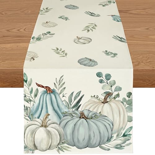 ZWJD Tischläufer Herbst 40x180 cm –Herbsttischläufer Waschbar & Modern, mit Blätter- & Kürbis-Motiv, Herbstdeko Tischdecke für Küche, Esstisch, Innen & Außen von ZWJD
