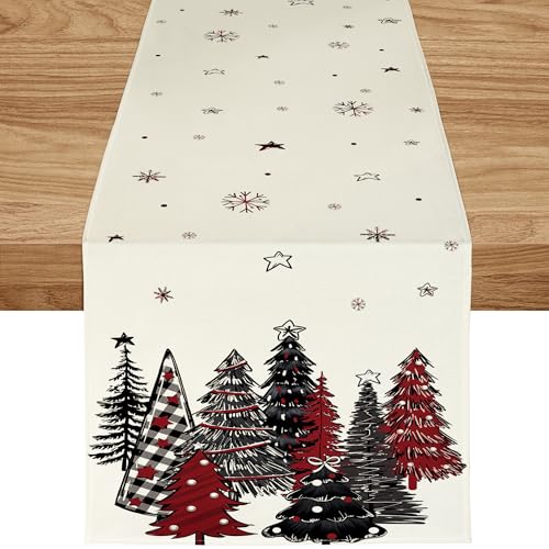 ZWJD Tischläufer Weihnachten 40x300 cm Tischläufer Schwarz-Rot Modern Weihnachtstischläufer Weihnachtsbäumen Schneeflocken Festliche Weihnachtsdeko Tisch für Winter, Feiertage, Esszimmer &Wohnzimmer ZWJD Tischläufer Weihnachten 40x300 cm Tischläufer Schwarz-Rot Modern Weihnachtstischläufer Weihnachtsbäumen Schneeflocken Festliche Weihnachtsdeko Tisch für Winter, Feiertage, Esszimmer &Wohnzimmer von ZWJD