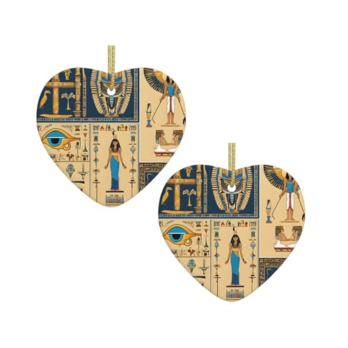 Antikes Ägypten-Stamm-Serie, Druck, Keramik, hängende Herzform, Ornamente für Weihnachtsbaum, Kamin, Treppe, Wohnzimmer, Schneemann-Dekoration. Antikes Ägypten-Stamm-Serie, Druck, Keramik, hängende Herzform, Ornamente für Weihnachtsbaum, Kamin, Treppe, Wohnzimmer, Schneemann-Dekoration. von ZWLPNZZD