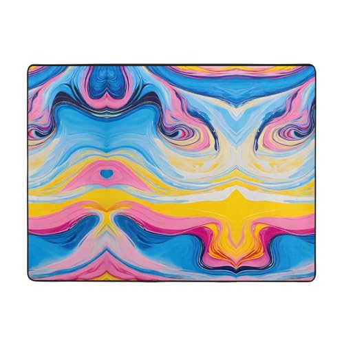 Batik-Teppich, 160 x 121,9 cm, weich, rutschfest und langlebig, Bodenmatte für Wohnzimmer, Büro und mehr Batik-Teppich, 160 x 121,9 cm, weich, rutschfest und langlebig, Bodenmatte für Wohnzimmer, Büro und mehr von ZWLPNZZD