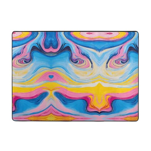 Batik-Teppich, 203,2 x 147,3 cm, weich, rutschfest und langlebig, Bodenmatte für Wohnzimmer, Büro und mehr Batik-Teppich, 203,2 x 147,3 cm, weich, rutschfest und langlebig, Bodenmatte für Wohnzimmer, Büro und mehr von ZWLPNZZD