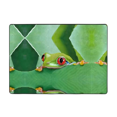 Baumfrosch-Teppich mit Babydruck, 203,2 x 147,3 cm, weich, rutschfest und langlebig, Bodenmatte für Wohnzimmer, Büro und mehr von ZWLPNZZD