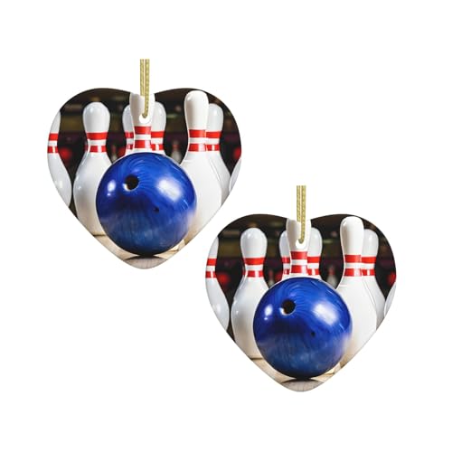 Bowling-Druck aus Keramik, hängende Herzform, Ornamente für Weihnachtsbaum, Kamin, Treppe, Wohnzimmer, Schneemann-Dekoration. Bowling-Druck aus Keramik, hängende Herzform, Ornamente für Weihnachtsbaum, Kamin, Treppe, Wohnzimmer, Schneemann-Dekoration. von ZWLPNZZD