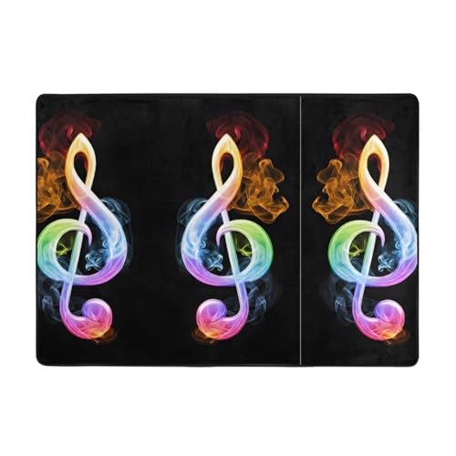 Bunte Fußmatte mit Musiknoten-Druck, 203,2 x 147,3 cm, weich, rutschfest und langlebig, Bodenmatte für Wohnzimmer, Büro und mehr von ZWLPNZZD