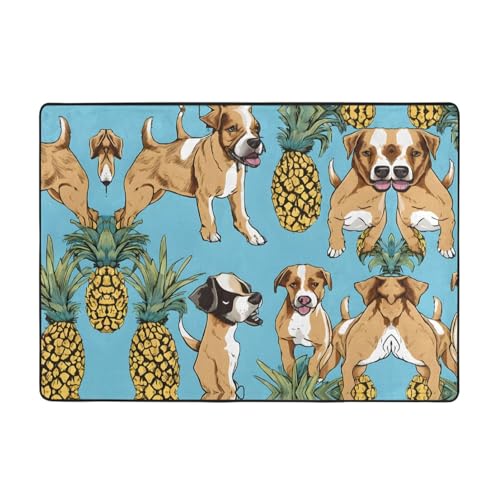 Chihuahua-Hund, Ananas-Druck, 203,2 x 147,3 cm, weiche, rutschfeste und strapazierfähige Bodenmatte für Wohnzimmer, Büro und mehr von ZWLPNZZD