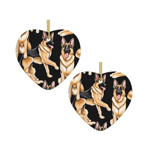 Deutscher Schäferhund, Keramik, hängende Herzform, Ornamente für Weihnachtsbaum, Kamin, Treppe, Wohnzimmer, Schneemann-Dekoration. Deutscher Schäferhund, Keramik, hängende Herzform, Ornamente für Weihnachtsbaum, Kamin, Treppe, Wohnzimmer, Schneemann-Dekoration. von ZWLPNZZD