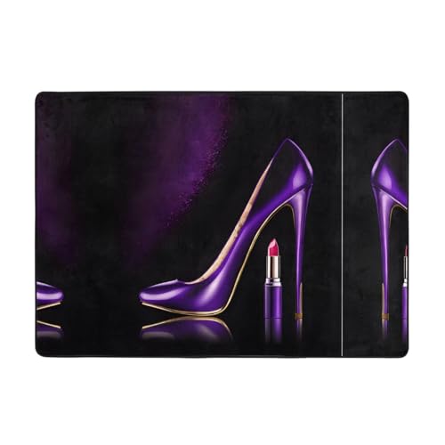 Elegante lila High Heels mit Lippenstift-Druck, Teppich, 203,2 x 147,3 cm, weiche, rutschfeste und langlebige Bodenmatte für Wohnzimmer, Büro und mehr Elegante lila High Heels mit Lippenstift-Druck, Teppich, 203,2 x 147,3 cm, weiche, rutschfeste und langlebige Bodenmatte für Wohnzimmer, Büro und mehr von ZWLPNZZD