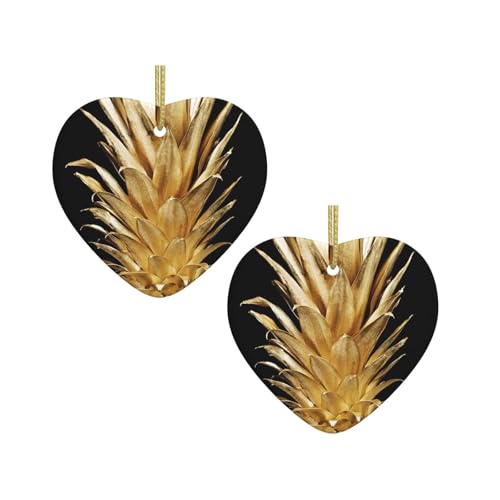 Goldener Ananas-Druck, Weihnachts-Keramik, hängende Herzform, Ornamente für Weihnachtsbaum, Kamin, Treppe, Wohnzimmer, Schneemann-Dekoration. Goldener Ananas-Druck, Weihnachts-Keramik, hängende Herzform, Ornamente für Weihnachtsbaum, Kamin, Treppe, Wohnzimmer, Schneemann-Dekoration. von ZWLPNZZD