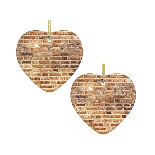Industrieller Ziegelwand-Hintergrund, Druck, Weihnachten, Keramik, hängende Herzform, Ornamente für Weihnachtsbaum, Kamin, Treppe, Wohnzimmer, Schneemann-Dekoration. Industrieller Ziegelwand-Hintergrund, Druck, Weihnachten, Keramik, hängende Herzform, Ornamente für Weihnachtsbaum, Kamin, Treppe, Wohnzimmer, Schneemann-Dekoration. von ZWLPNZZD