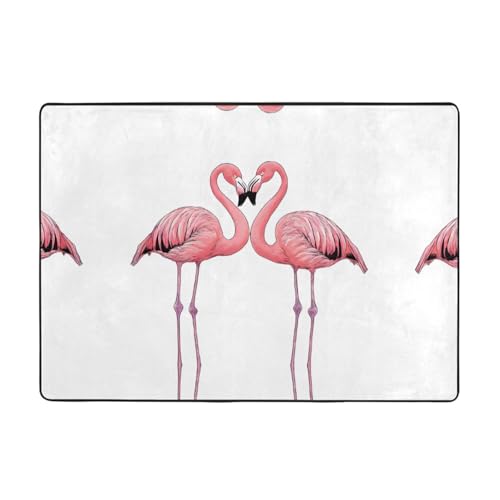 Ink Flamingos Print Teppich, 203,2 x 147,3 cm, weiche, rutschfeste und langlebige Bodenmatte für Wohnzimmer, Büro und mehr von ZWLPNZZD