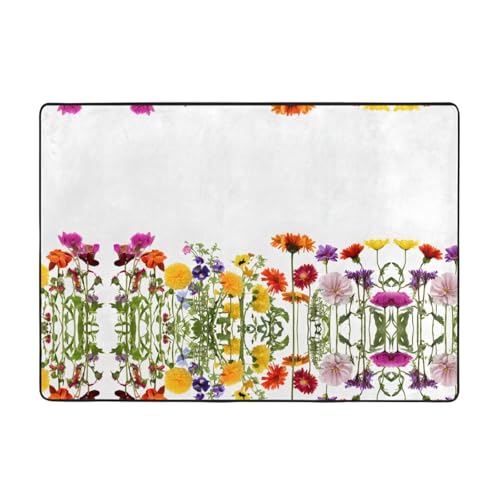 Iris Teppich mit Blumen- und Schmetterlingsdruck, 203,2 x 147,3 cm, weiche, rutschfeste und strapazierfähige Bodenmatte für Wohnzimmer, Büro und mehr Iris Teppich mit Blumen- und Schmetterlingsdruck, 203,2 x 147,3 cm, weiche, rutschfeste und strapazierfähige Bodenmatte für Wohnzimmer, Büro und mehr von ZWLPNZZD