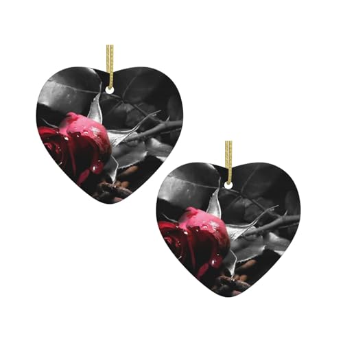 Keramik-Hängedekoration in Herzform, Gothic-Stil, schwarze Rosen, für Weihnachtsbaum, Kamin, Treppe, Wohnzimmer, Schneemann-Dekoration. Keramik-Hängedekoration in Herzform, Gothic-Stil, schwarze Rosen, für Weihnachtsbaum, Kamin, Treppe, Wohnzimmer, Schneemann-Dekoration. von ZWLPNZZD