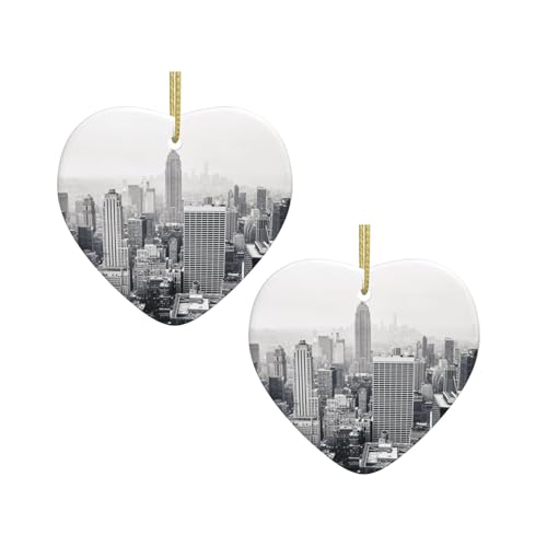 Keramik-Hängedekoration in Herzform, Motiv: New York, Schwarz und Weiß, für Weihnachtsbaum, Kamin, Treppe, Wohnzimmer, Schneemann-Dekoration. Keramik-Hängedekoration in Herzform, Motiv: New York, Schwarz und Weiß, für Weihnachtsbaum, Kamin, Treppe, Wohnzimmer, Schneemann-Dekoration. von ZWLPNZZD