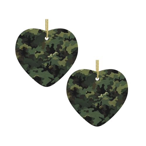Keramik-Hängedekoration mit Camouflage-Muster in Herzform für Weihnachtsbaum, Kamin, Treppenhaus, Wohnzimmer, Schneemann-Dekoration. von ZWLPNZZD