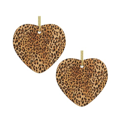 Keramik-Hängedekoration mit Leopardenmuster in Herzform für Weihnachtsbaum, Kamin, Treppenhaus, Wohnzimmer, Schneemann-Dekoration. von ZWLPNZZD