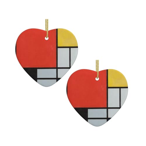 Komposition in Rot, Gelb, Blau und Schwarz, Keramik, hängende Herzform, Ornamente für Weihnachtsbaum, Kamin, Treppenhaus, Wohnzimmer, Schneemann-Dekoration. Komposition in Rot, Gelb, Blau und Schwarz, Keramik, hängende Herzform, Ornamente für Weihnachtsbaum, Kamin, Treppenhaus, Wohnzimmer, Schneemann-Dekoration. von ZWLPNZZD