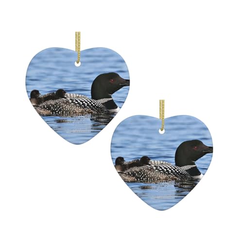 Loon Birds Print Weihnachten Keramik hängende Herzform Ornamente für Weihnachtsbaum, Kamin, Treppe, Wohnzimmer, Schneemann Dekoration. Loon Birds Print Weihnachten Keramik hängende Herzform Ornamente für Weihnachtsbaum, Kamin, Treppe, Wohnzimmer, Schneemann Dekoration. von ZWLPNZZD