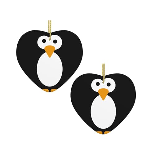Niedlicher Pinguin-Druck, Keramik, hängende Herzform, Ornamente für Weihnachtsbaum, Kamin, Treppe, Wohnzimmer, Schneemann-Dekoration. von ZWLPNZZD