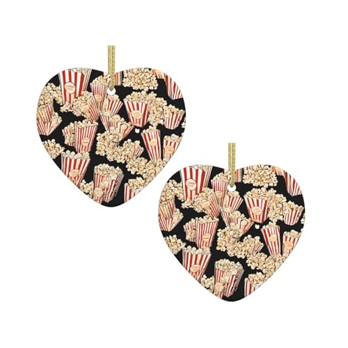 Popcorn-Druckdruck, Keramik, hängende Herzform, Ornamente für Weihnachtsbaum, Kamin, Treppe, Wohnzimmer, Schneemann-Dekoration. Popcorn-Druckdruck, Keramik, hängende Herzform, Ornamente für Weihnachtsbaum, Kamin, Treppe, Wohnzimmer, Schneemann-Dekoration. von ZWLPNZZD