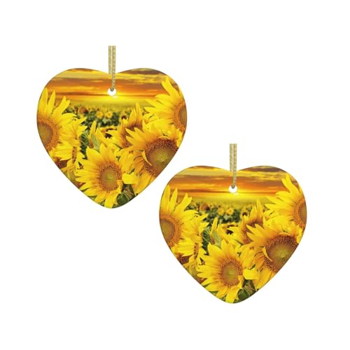 Sonnenblumenfelddruck, Weihnachtsdekoration, Keramik, hängende Herzform, Ornamente für Weihnachtsbaum, Kamin, Treppe, Wohnzimmer, Schneemann-Dekoration. Sonnenblumenfelddruck, Weihnachtsdekoration, Keramik, hängende Herzform, Ornamente für Weihnachtsbaum, Kamin, Treppe, Wohnzimmer, Schneemann-Dekoration. von ZWLPNZZD