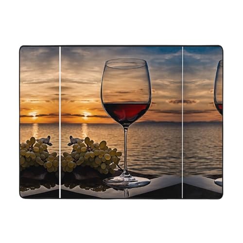 Sunset Weinglas-Druck, Teppich, 160 x 121,9 cm, weich, rutschfest und langlebig, Bodenmatte für Wohnzimmer, Büro und mehr von ZWLPNZZD