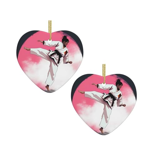 Taekwondo-Designdruck, Keramik, hängende Herzform, Ornamente für Weihnachtsbaum, Kamin, Treppe, Wohnzimmer, Schneemann-Dekoration. Taekwondo-Designdruck, Keramik, hängende Herzform, Ornamente für Weihnachtsbaum, Kamin, Treppe, Wohnzimmer, Schneemann-Dekoration. von ZWLPNZZD