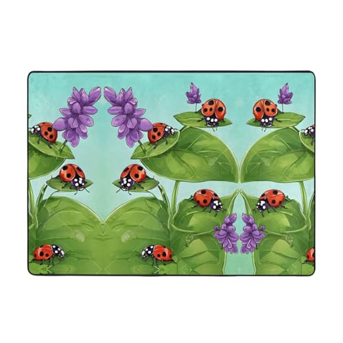 Teppich, Marienkäfer-Druck, 203,2 x 147,3 cm, weich, rutschfest und langlebig, Bodenmatte für Wohnzimmer, Büro und mehr Teppich, Marienkäfer-Druck, 203,2 x 147,3 cm, weich, rutschfest und langlebig, Bodenmatte für Wohnzimmer, Büro und mehr von ZWLPNZZD