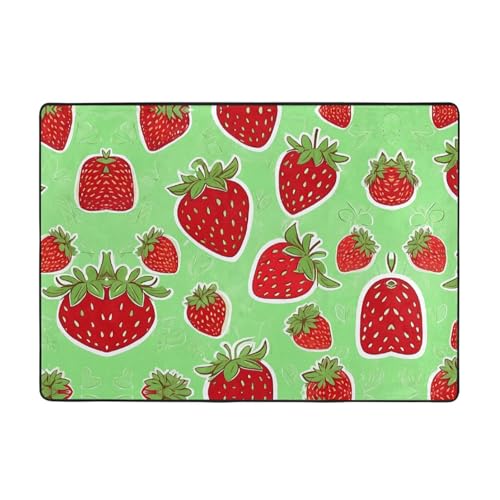Teppich, Motiv: Erdbeere, 203,2 x 147,3 cm, weich, rutschfest und langlebig, Bodenmatte für Wohnzimmer, Büro und mehr Teppich, Motiv: Erdbeere, 203,2 x 147,3 cm, weich, rutschfest und langlebig, Bodenmatte für Wohnzimmer, Büro und mehr von ZWLPNZZD