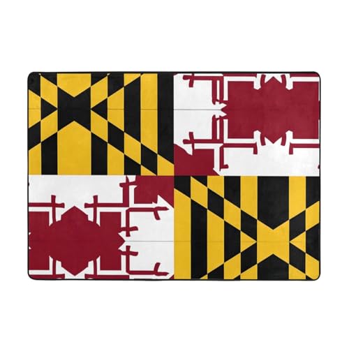 Teppich, Motiv: Flagge von Maryland, 203,2 x 147,3 cm, weich, rutschfest und langlebig, Bodenmatte für Wohnzimmer, Büro und mehr Teppich, Motiv: Flagge von Maryland, 203,2 x 147,3 cm, weich, rutschfest und langlebig, Bodenmatte für Wohnzimmer, Büro und mehr von ZWLPNZZD