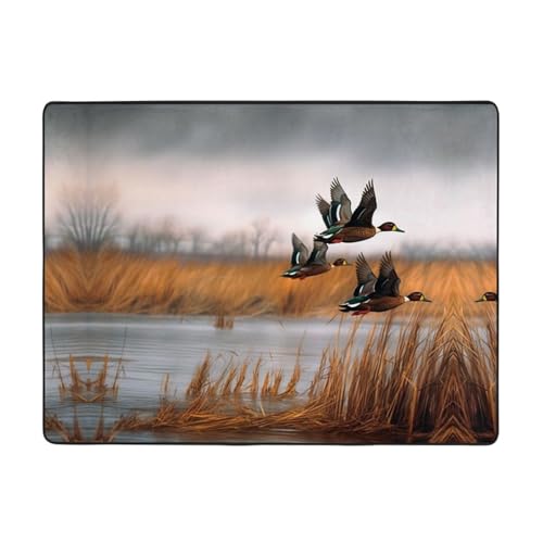 Teppich, Motiv: Jagd, fliegende Wildente, 160 x 121,9 cm, weich, rutschfest und langlebig, Bodenmatte für Wohnzimmer, Büro und mehr Teppich, Motiv: Jagd, fliegende Wildente, 160 x 121,9 cm, weich, rutschfest und langlebig, Bodenmatte für Wohnzimmer, Büro und mehr von ZWLPNZZD