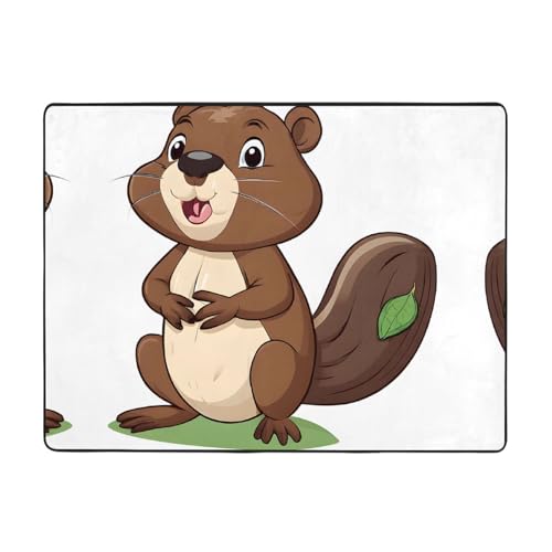 Teppich, Motiv: Naughty Beaver, 160 x 121,9 cm, weich, rutschfest und langlebig, Bodenmatte für Wohnzimmer, Büro und mehr Teppich, Motiv: Naughty Beaver, 160 x 121,9 cm, weich, rutschfest und langlebig, Bodenmatte für Wohnzimmer, Büro und mehr von ZWLPNZZD