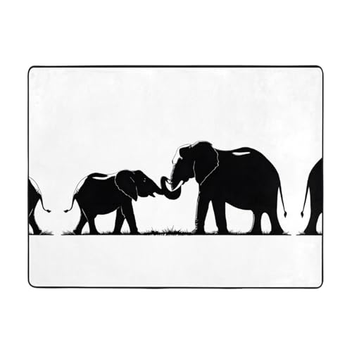 Teppich, Motiv: alter Elefant und junger Elefant, 160 x 121,9 cm, weich, rutschfest und langlebig, Bodenmatte für Wohnzimmer, Büro und mehr von ZWLPNZZD