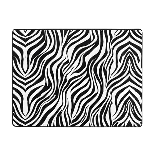 Teppich, Zebramuster, 160 x 121,9 cm, weich, rutschfest und langlebig, Bodenmatte für Wohnzimmer, Büro und mehr Teppich, Zebramuster, 160 x 121,9 cm, weich, rutschfest und langlebig, Bodenmatte für Wohnzimmer, Büro und mehr von ZWLPNZZD