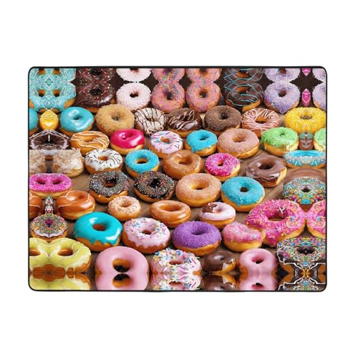 Teppich mit Donut-Druck, 160 x 121,9 cm, weich, rutschfest und langlebig, Bodenmatte für Wohnzimmer, Büro und mehr Teppich mit Donut-Druck, 160 x 121,9 cm, weich, rutschfest und langlebig, Bodenmatte für Wohnzimmer, Büro und mehr von ZWLPNZZD