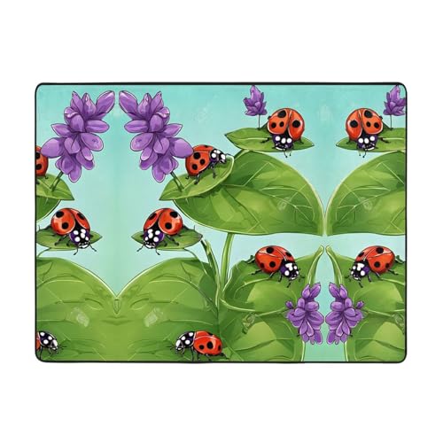Teppich mit Marienkäfer-Druck, 160 x 121,9 cm, weich, rutschfest und langlebig, Bodenmatte für Wohnzimmer, Büro und mehr Teppich mit Marienkäfer-Druck, 160 x 121,9 cm, weich, rutschfest und langlebig, Bodenmatte für Wohnzimmer, Büro und mehr von ZWLPNZZD
