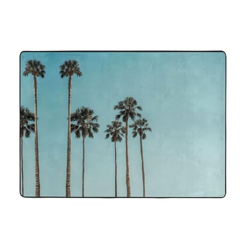Teppich mit Palmenmuster, 203,2 x 147,3 cm, weich, rutschfest und langlebig, Bodenmatte für Wohnzimmer, Büro und mehr Teppich mit Palmenmuster, 203,2 x 147,3 cm, weich, rutschfest und langlebig, Bodenmatte für Wohnzimmer, Büro und mehr von ZWLPNZZD