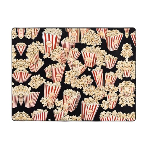 Teppich mit Popcorn-Druck, 160 x 121,9 cm, weich, rutschfest und langlebig, Bodenmatte für Wohnzimmer, Büro und mehr von ZWLPNZZD