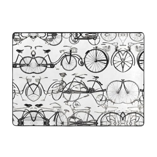 Teppich mit Retro-Fahrraddruck, 203,2 x 147,3 cm, weich, rutschfest und langlebig, Bodenmatte für Wohnzimmer, Büro und mehr Teppich mit Retro-Fahrraddruck, 203,2 x 147,3 cm, weich, rutschfest und langlebig, Bodenmatte für Wohnzimmer, Büro und mehr von ZWLPNZZD