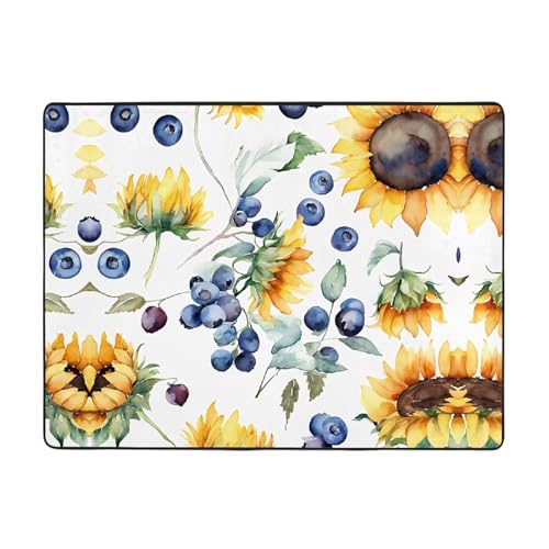 Teppich mit Sonnenblumen-Druck, 160 x 121,9 cm, weich, rutschfest und langlebig, Bodenmatte für Wohnzimmer, Büro und mehr Teppich mit Sonnenblumen-Druck, 160 x 121,9 cm, weich, rutschfest und langlebig, Bodenmatte für Wohnzimmer, Büro und mehr von ZWLPNZZD