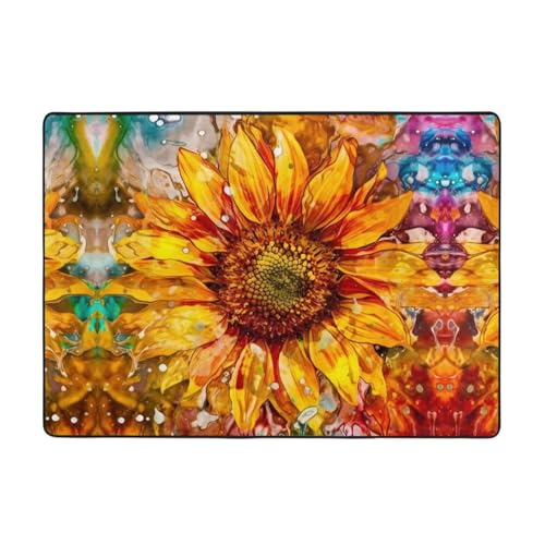 Teppich mit Sonnenblumen-Druck, 203,2 x 147,3 cm, weich, rutschfest und langlebig, Bodenmatte für Wohnzimmer, Büro und mehr Teppich mit Sonnenblumen-Druck, 203,2 x 147,3 cm, weich, rutschfest und langlebig, Bodenmatte für Wohnzimmer, Büro und mehr von ZWLPNZZD
