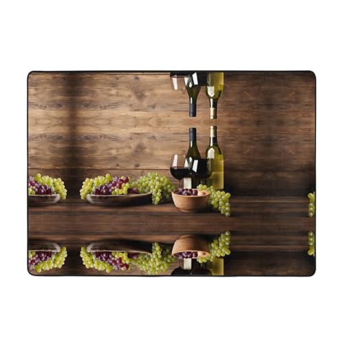 Teppich mit Weinflaschenkorken, Traubendruck, 203,2 x 147,3 cm, weich, rutschfest und langlebig, Bodenmatte für Wohnzimmer, Büro und mehr Teppich mit Weinflaschenkorken, Traubendruck, 203,2 x 147,3 cm, weich, rutschfest und langlebig, Bodenmatte für Wohnzimmer, Büro und mehr von ZWLPNZZD