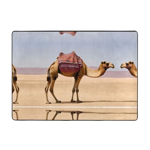 Teppich mit Wüstensand-Kamelmuster, 203,2 x 147,3 cm, weich, rutschfest und langlebig, Bodenmatte für Wohnzimmer, Büro und mehr von ZWLPNZZD